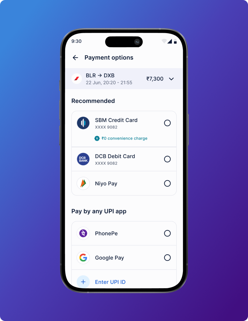Checkout experience feature with payment options and recommended UPI apps