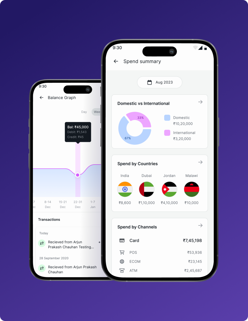Spend analyzer feature with category breakdown and spending trends